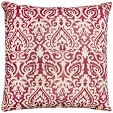 Red White Distressed Damask Throw Pillow